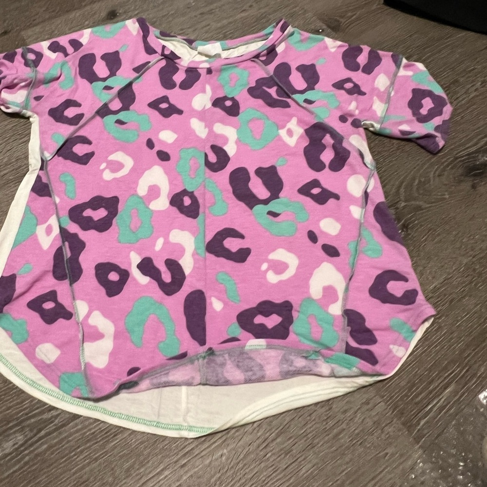 Women’s Purple and Green Leopard Print Top